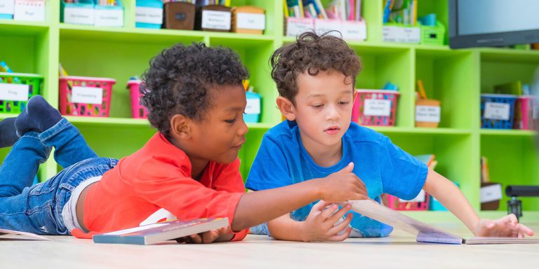 Two children reading